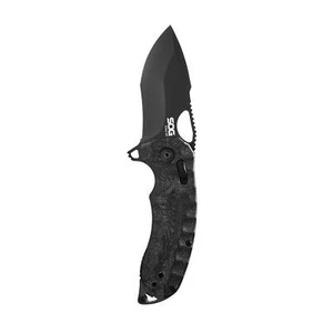 SOG Kiku XR Blackout Ambidextrous Pocket Black Folding Knife CTS XHP Steel - Picture 1 of 8