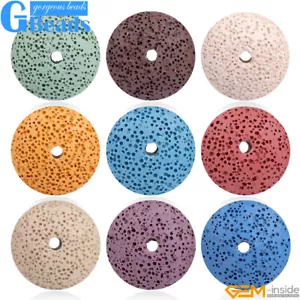 Cuentas de lava volcánica en forma de disco de colores surtidos de 27 mm para hacer joyas de 15" - Imagen 1 de 83