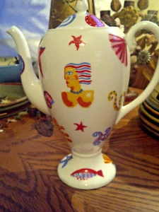 EUC STOKES ENGLAND REPEAT REPEAT "NEPTUNE" COFFEE TEA POT NAUTICAL OCEAN SEA - Picture 1 of 11