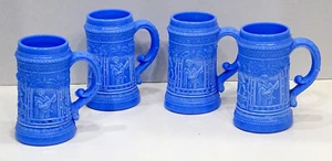 (4) Antique McKEE Westmoreland GREENTOWN Blue Slag Glass SERENADE Mug BEER STEIN - Picture 1 of 3