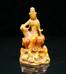 Chinese Jade Handmade Carved Statue Buddha Shoushan Stone - Picture 1 of 8