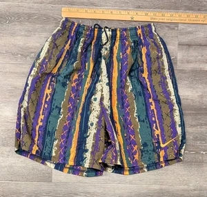 Vintage Nike Shorts Size Small Swim Trunks Colorful Coogi Style Abstract 90s - Picture 1 of 7
