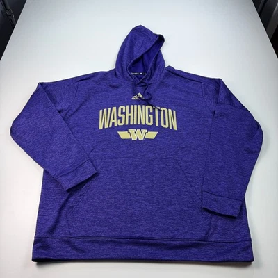 Adidas Washington Huskies Hooded Sweatshirt Mens 2XL XXL Purple Hoodie Pullvoer - Image 1 of 4