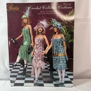 1920s Bead Sequins Gatsby Girls 3 Flapper Dresses Crochet Patterns 11-1/2" Dolls - Picture 1 of 2