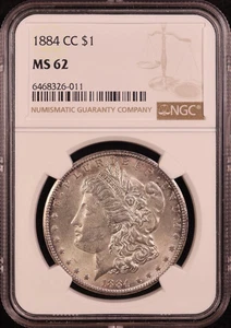 1884-CC Morgan Silver Dollar "Carson City" - NGC MS62 - Bright & Nice Luster! - Bild 1 von 8