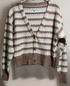 Celebrity Cropped Cardigan Women’s Large Long Sleeve Pink Sweater NWT - Picture 1 of 6