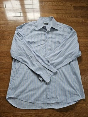 Camisa masculina listrada manga longa Brandolini com botões 17-1/2 44 - Imagem 1 de 4