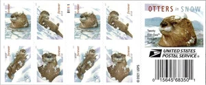 USPS FOREVER Otters in Snow SHEET 20 stamps BOOK CHRISTMAS HOLIDAYS - Picture 1 of 2