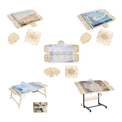 Uimoso Wooden Puzzle Board 1000-2000 Pieces with Drawers Cover Foldable Legs - Image 1 of 4