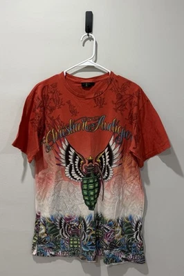 Camiseta De Colección Christian Audigier AOP Estrás Alas de Granada Para Hombre Grande Foto 1 de 3