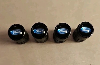 4 Black Ford Tire Valve Stem Caps For Truck Car Universal Fit - Image 1 of 3