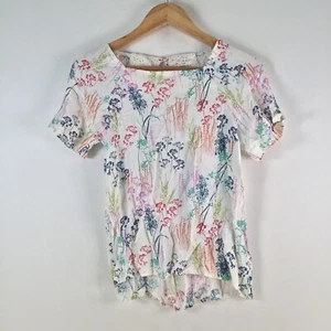 White stuff womens top 6 white floral short sleeve viscose round neck 105069 - Picture 1 of 9