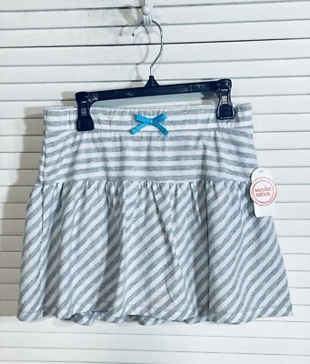 Wonder Nation Pull On Knit Scooter Skort Gray Stripe Sz 10 / 12 Girls New - Image 1 of 4