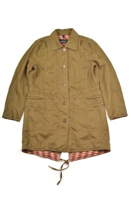 Marc Cain Designer Khaki Cotton Linen Parka Jacket KS 11.01 W27 Size N 4 - Image 1 of 4