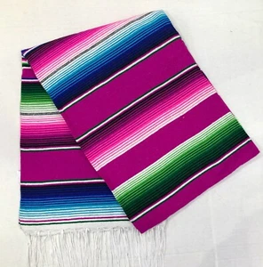 NEW Falsa Mexican Blanket Saltillo Serape Yoga Throw Made in Mexico Rainbow 05 - Picture 1 of 5