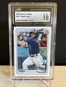 2020 Bowman 1st Edition #BFE-1 Wander Franco Ray Paper RC Rookie CSG GEM MINT 10