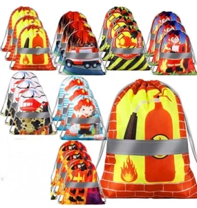 21 Pcs Firetruck Birthday Party Decor Snack Bags Firefighter Drawstring Backpack - Picture 1 of 7