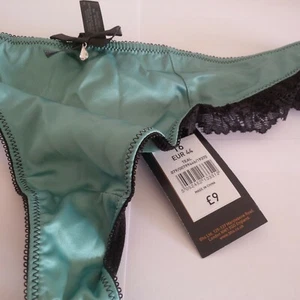 BN Bellissima by BHS thong present party teal green gift thong cute black bow - Picture 1 of 4