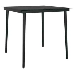 Outdoor Dining Table Garden Patio Bistro Furniture Black Square Steel Glass - Picture 1 of 5