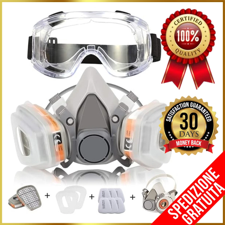 Maschera Antipolvere da Lavoro con Filtro Maschera Riutilizzabile Verniciatura - Immagine 1 di 1