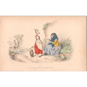 GRANDVILLE - Original Antique Mid-19th Century Hand-Colored Lithograph - XIX - Picture 1 of 1