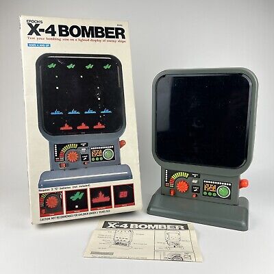 Vintage EPOCH X-4  Bomber Electronic Hand Held Table Top Game Tested with Box