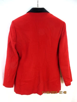Chaqueta Blazer BLOOMINGDALE'S TALLA 6 100% Lana Hecha en EE. UU. Roja Negra Cuello Terciopelo Foto 1 de 4