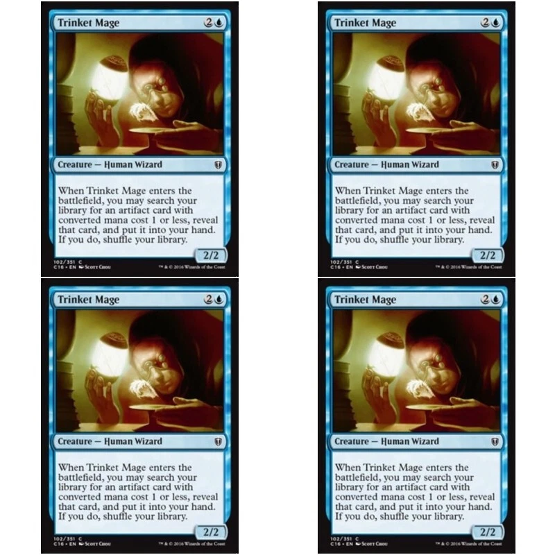 4 x TRINKET MAGE Commander 2016 MTG Blue - Human Com - Image 1 of 1