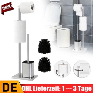 Edelstahl Klopapierhalter Stehend mit Klobürste Toilettenpapierhalter mit WC Bür - Bild 1 von 15