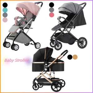 Portable Baby Pram Stroller Foldable Pram Bassinet Lightweight Travel Pushchair - Picture 1 of 36