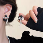 1Pair Rhinestone Bowknot Earrings French Exquisite Peal Earrings Women Jewelr wi