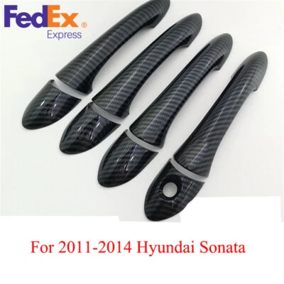 Carbon Fiber Look Door Handle Covers Trims For Hyundai Sonata Sedan 2011-2014 - Изображение 1 из 4