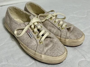 Superga Unisex Creme Wolle Schnürschuhe Sportlich Freizeit Sneaker Schuhe Größe 38 / 7,5-8 - Bild 1 von 12