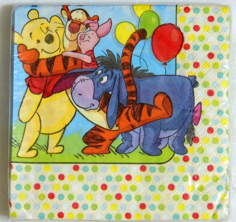  WINNIE THE POOH & PALS -16- PAPER DESSERT NAPKINS-     PARTY SUPPLIES - Image 1 of 1