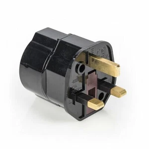 UK England Europe Plug Adaptor Travel Mains Adapter 2 Pin to UK 3 Pin Black - Picture 1 of 6