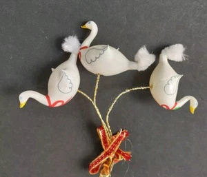 Handbemalte Gans Trio Clip auf Weihnachtsschmuck - Vintage Glas Made in Italy - Bild 1 von 5