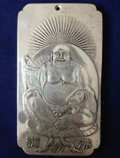 Old Chinese amulet tibetan Maitreya Silver Bullion thanka Exorcism evil spirits