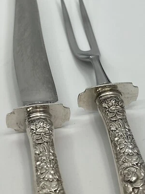 Vintage Repousse Sterling Sliver Carving Set  - Image 1 of 4