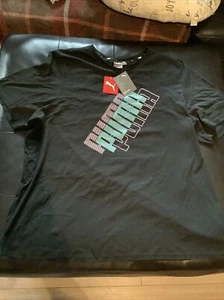 PUMA Power Logo Tee Black/Mineral Blue 4XL New With Tags - Picture 1 of 8