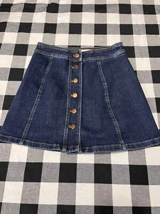 Madewell Blue Dark Wash Denim Button Front Jean Mini Skirt Womens Size 2 Nice - Picture 1 of 8