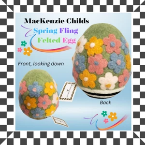 Mackenzie Childs Spring Fling gefilzt blau Osterei bunte Blumen - Bild 1 von 3