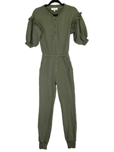 SOMETHING NAVY Henley-Overall olivgrün Rüschenärmel Größe XXS - Bild 1 von 10