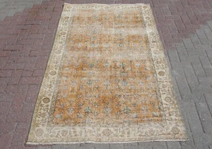 Vintage Rug, Wool Rug, 4x7 Rug, Turkish Rug, Floral Bohemian Rug, Tribal Carpet - Picture 1 of 10