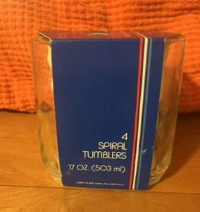 NIB Set of 4 Vintage 1980s LIBBEY Spiral Glasses Tumblers - 17 oz Each - Picture 1 of 5