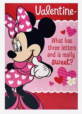 Valentines Day Card For Kid Minnie Mouse Disney Hallmark Greeting Card NEW - Image 1 of 4