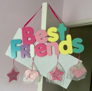 NEW 20" Justice girls wooden PHOTO FRAME Wall Hang hanging room best friends BFF - Picture 1 of 7