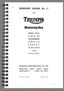Triumph TIGER 100 Atelier Manuelle Réparation Service Livre On Paper English - Picture 1 of 4