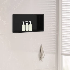 Parete Doccia Nicchia 24x12 Calafataggio in Mensola Portaoggetti Acciaio Inox Nero - Foto 1 di 19