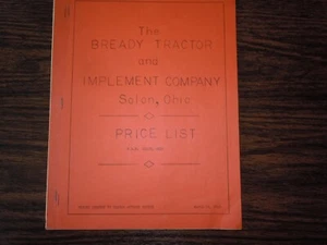 BREADY TRACTOR & IMPLEMENT MODEL A 1949 PRICE LIST 23 PAGES - Picture 1 of 5