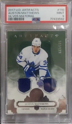 2017-18 UD Artifacts Auston Matthews Stars Silver Material /125 PSA 9 (POP 1) - Image 1 of 2